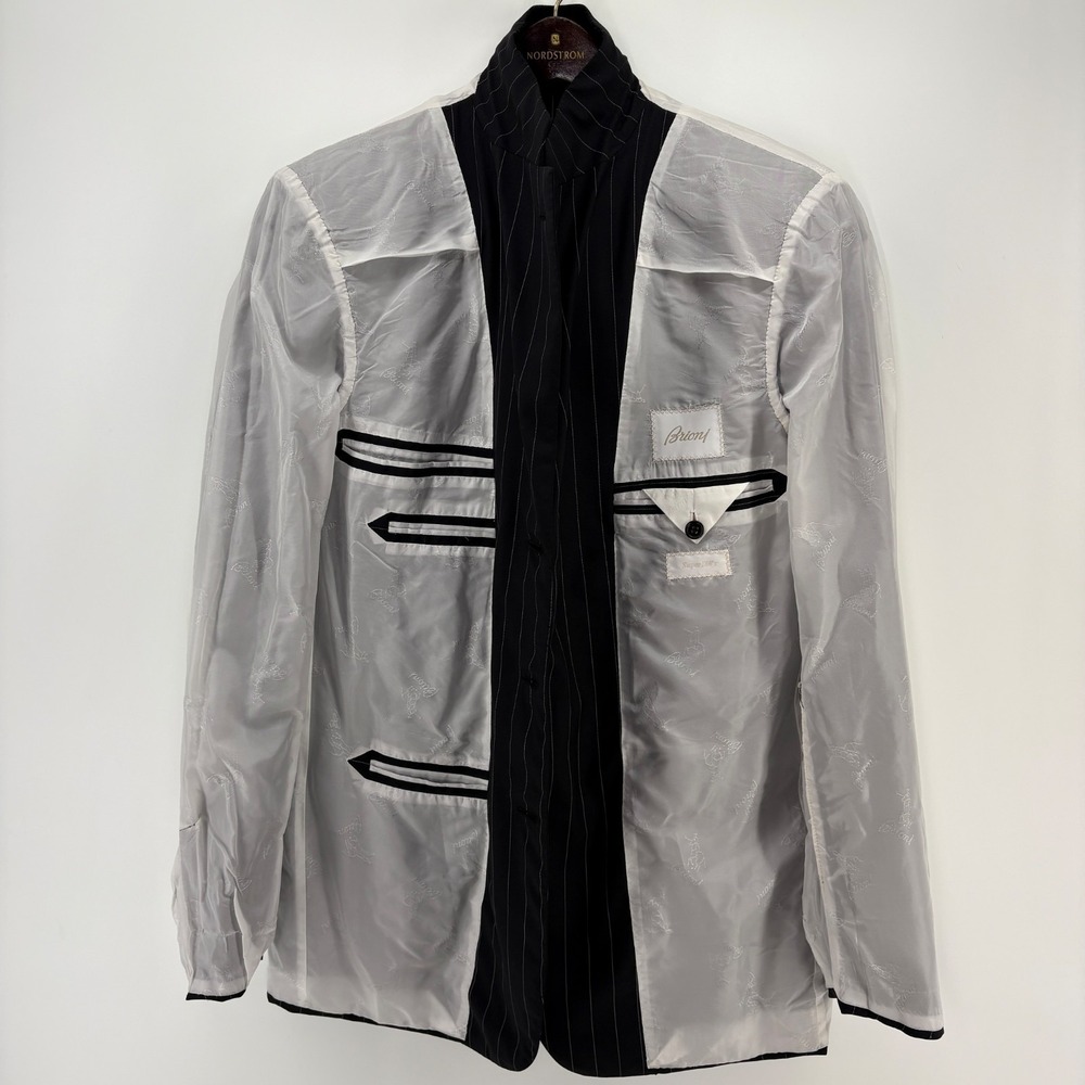 Brioni Blazer 40R Super 180s Wool Pinstripe Made Italy Black Sport Coat - Picture 3 of 16